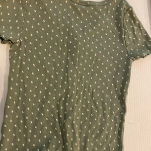 Green Polka Dot Ribbed Top